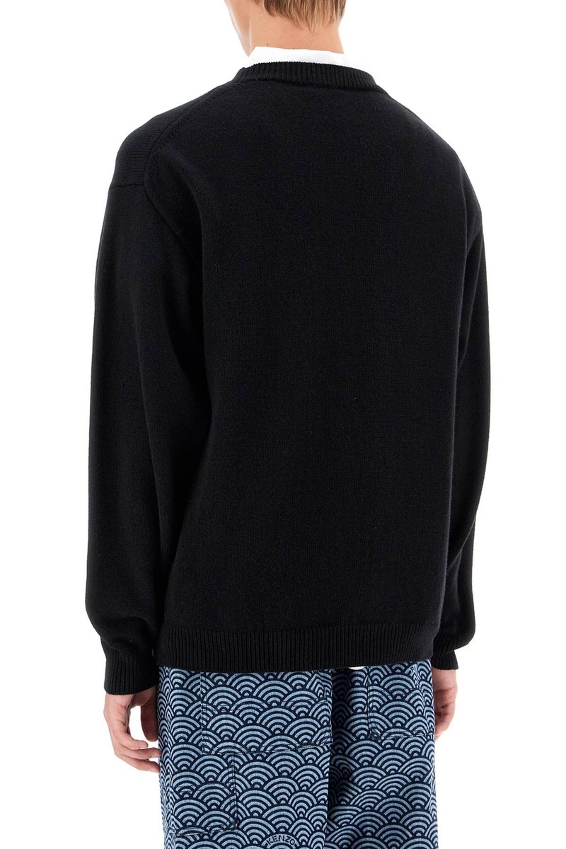 【送料&関税込】Kenzo boke Flower Black Wool Sweater Boke Flower wool sweater KENZO Men Tg. S FE65PU4843LC 99J