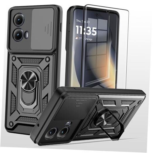 for Motorola Edge 2024 Case with Tempered Glass Screen Protector Protection