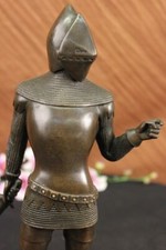Echte Bronze Metall Statue Marmor Mittelalter Ritter Krieger Skulptur NR