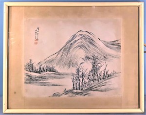Antique Chinese Original Ink and Watercolour Painting by Gongwang