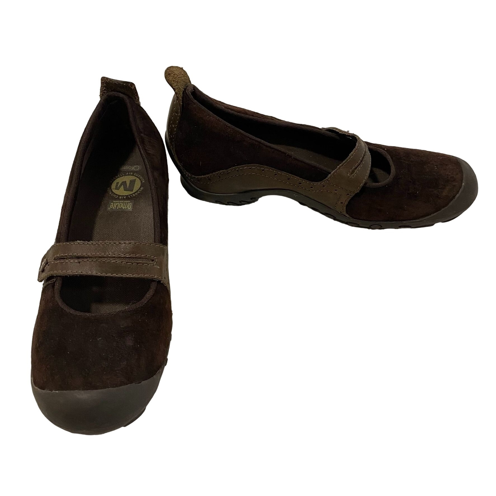 Scarpe comode Merrell Plaza Bandeau cioccolato scamosciato Mary Jane zeppa misura 8 5
