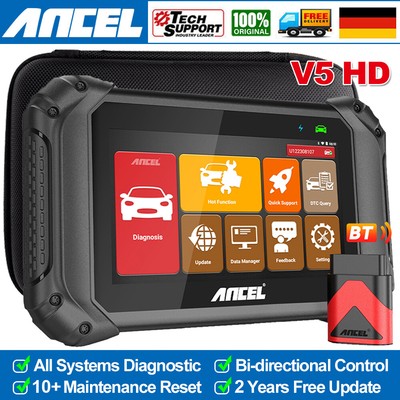 ANCEL V5 BT Profi KFZ Diagnosegerät Auto OBD2 Scanner ALLE SYSTEM TPMS DPF EPB