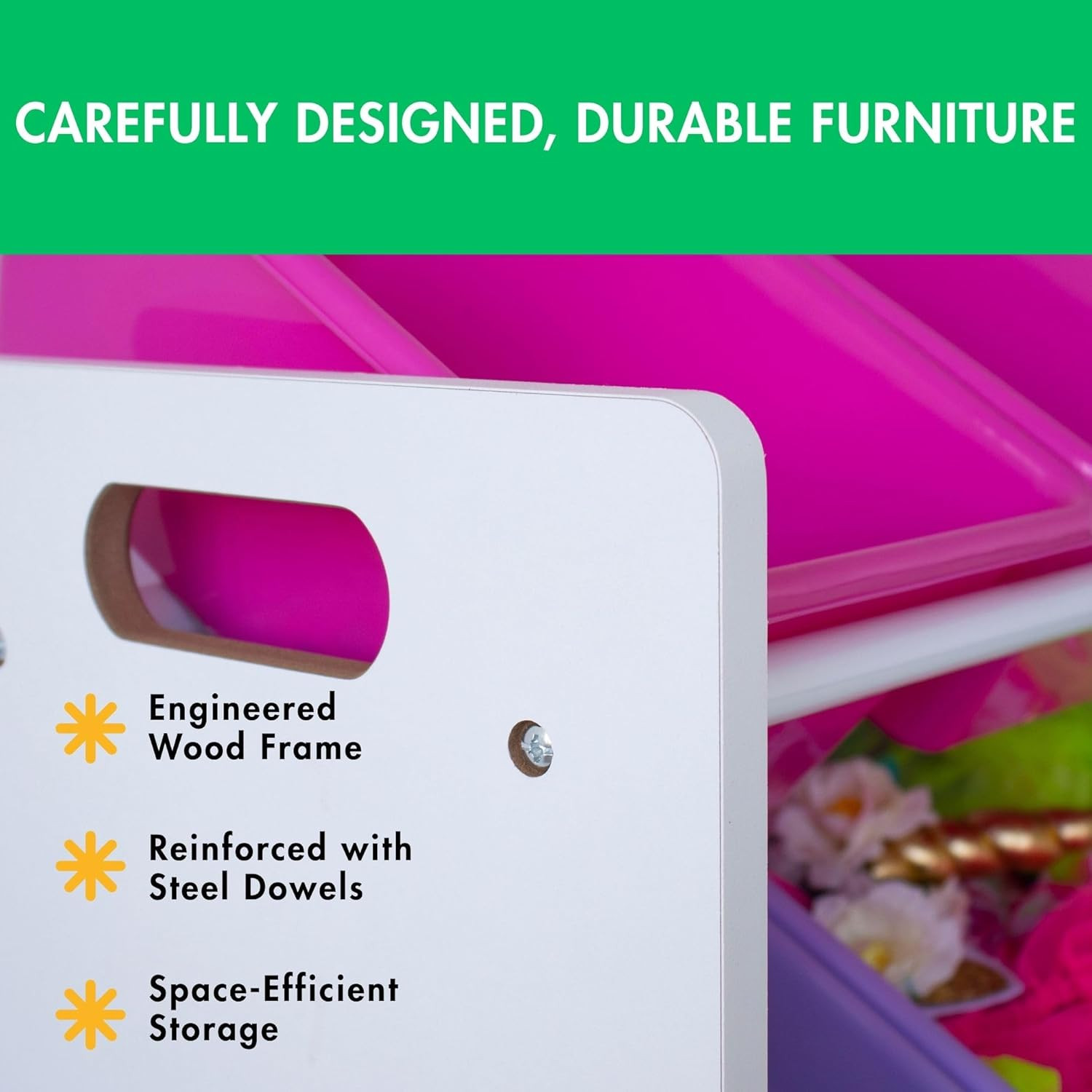 Toy Storage Organizer 16 Removable Bins, White/Blue/Pink/Purple, Bins for Kids