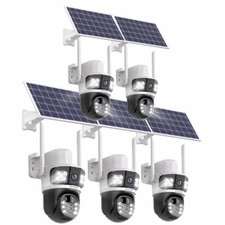 5PCS Solar 4MP Wireless Security Camera WIFI 2-Way Audio Dual-Lens PTZ Camera