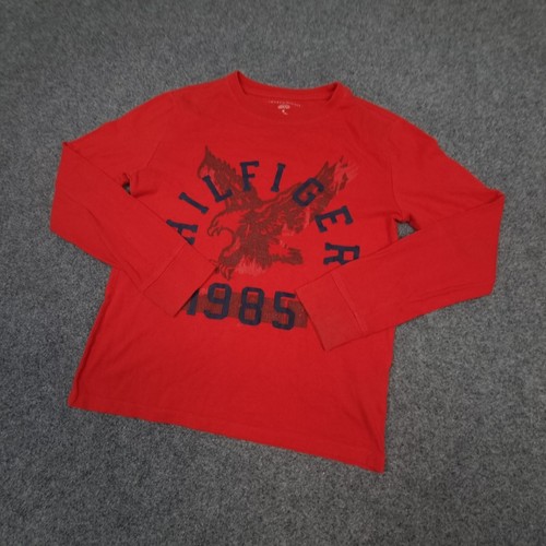 Tommy Hilfiger Shirt Kids MEDIUM red lightweight t-shirt long sleeve Size M - Picture 4 of 9