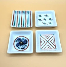 Handmade Ceramic Glazed Japanese Sushi Wasabi & Ginger Trays set of 4