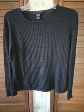 Geoffrey Beene Sport Womens Black 100%Silk Sweater Size Lg