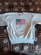 Vintage 90s Made in USA Flag Pullover Sweater Rugged Sweats Medium
