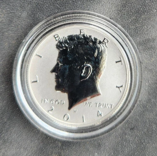 2014 w silver reverse proof Kennedy half dollar in acrylic capsule