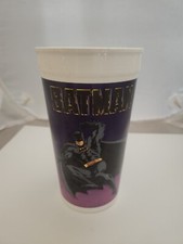 Vtg Batman 1989 Gotham 32oz Plastic Cups McDonalds Taco Bell