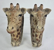 Set of 2 Giraffe Drapery Brackets Rod Holders by Telle M. Stein 2001