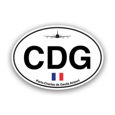 Charles de Gaulle Airport Euro Oval Sticker Decal - Weatherproof - cdg paris