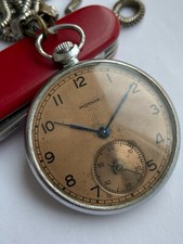 RARE VINTAGE SOVIET POCKET WATCH MOLNIJA 3602 15 JEWELS CHAIN 1-67 SALE