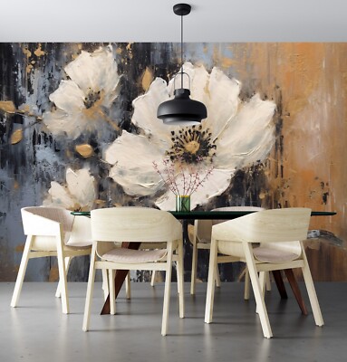 3D White Flower G6255 Wallpaper Wall Murals Removable Self-adhesive Honey