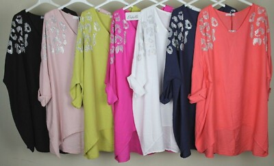 50 % RABATT JETZT AUSVERKAUF 12,50 STATT £25,00 Oversize glitzerndes Design lässig Tunika Top