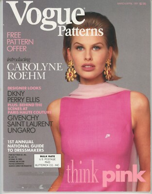 VOGUE Patterns Magazine - March/April 1991 with Nina Tula on the cover