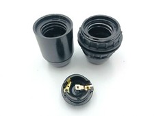 E26 Lamp Holder Threaded Skirt Or Plain Skirt black Thermoplastic 2 core cable 