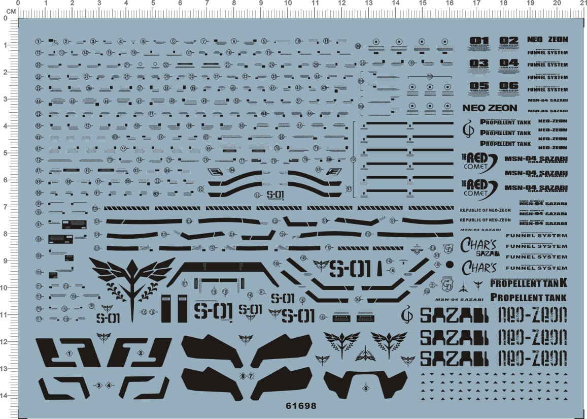 Super Detail Up 1/100 MG MSN-04 SAZABI Ver.Ka GDM Decal Model Kit