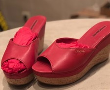PRADA Womens Leather Platform Red Mint-condition 10