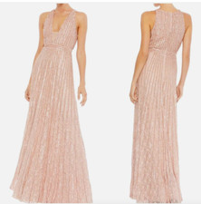 MAC DUGGAL 93570 SEQUINED SLEEVELESS PLUNGE NECK ROSE PINK GOWN sz 10