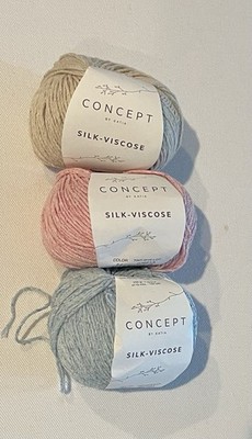 Katia CONCEPT Silk-Viscose Lot Of 3 -Blue, Pink, Ecru