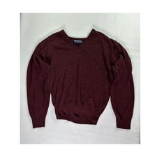 Puritan Mens Size XL V Neck Sweater Burgundy Heathered Knit Acrylic Made in USA