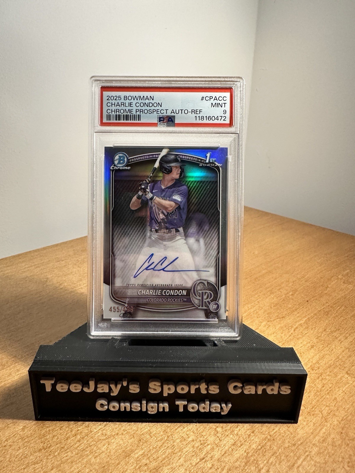 Topps 2025 Bowman Chrome Charlie Condon #CPA-CC Auto Refractor /499 PSA 9 RCO6