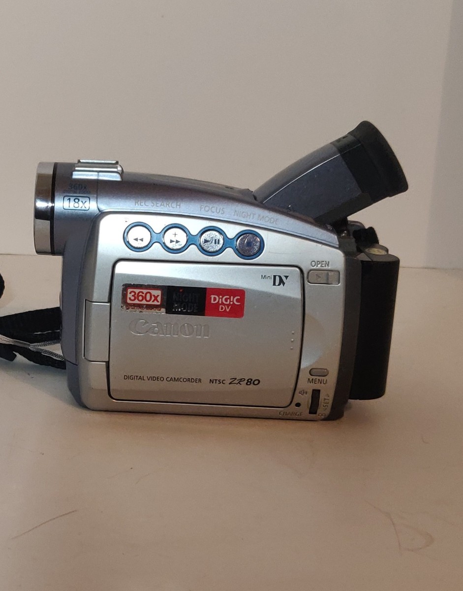 Canon ZR80 Digital Video Camcorder Works With Charger Battery and