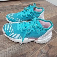 Adidas D.O.N. Issue 4 Kids Basketball Sneakers Teal Blue Pink HQ3448 Shoes 1.5 Y