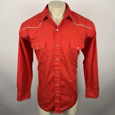 High Noon Shirt Pearl Snap Mens Large Cowboy Rockabilly Yoke Honky Tonk Vintage