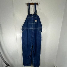 Carhartt adult Bib Overalls Dungarees Carpenter Work Wear Denim Blue 44 x 32