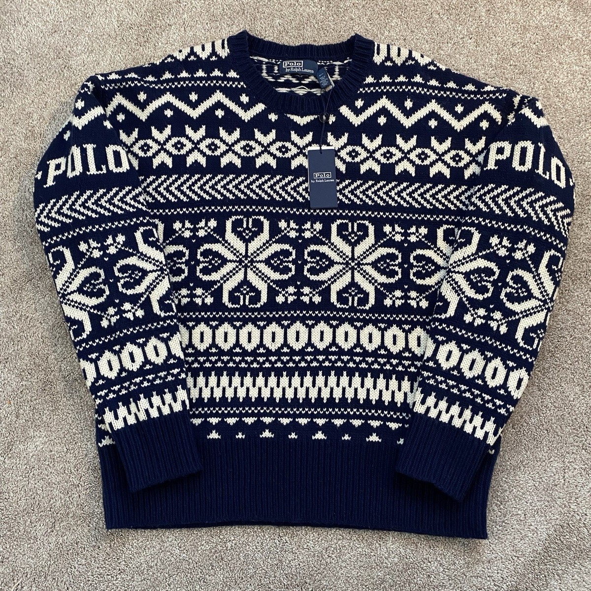 Polo Ralph Lauren Snowflake Wool-Blend Chunky Knit Nordic Polo