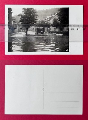 Foto AK SCHWARZENBERG um 1931 Hochwasser überschwemmte Strasse mit Bus  ( 173598