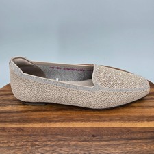Skechers Cleo Ballet Flats Women s 8 Taupe Rhinestones Square Toe Comfort Shoes
