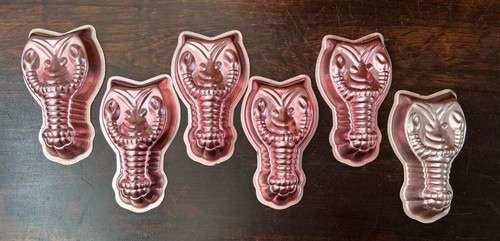 Vintage Metal Lobster Jello Molds Set 6