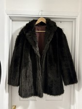 Cappotto pelliccia sintetica marrone cioccolato vintage Courtelle Mini Barmink taglia 14