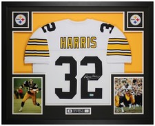 Franco Harris Autographed & Framed White Pittsburgh Jersey Beckett Certified