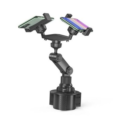 Dual Cup Phone Holder for Car, Universal Car Cup Phone Mount, with 360°