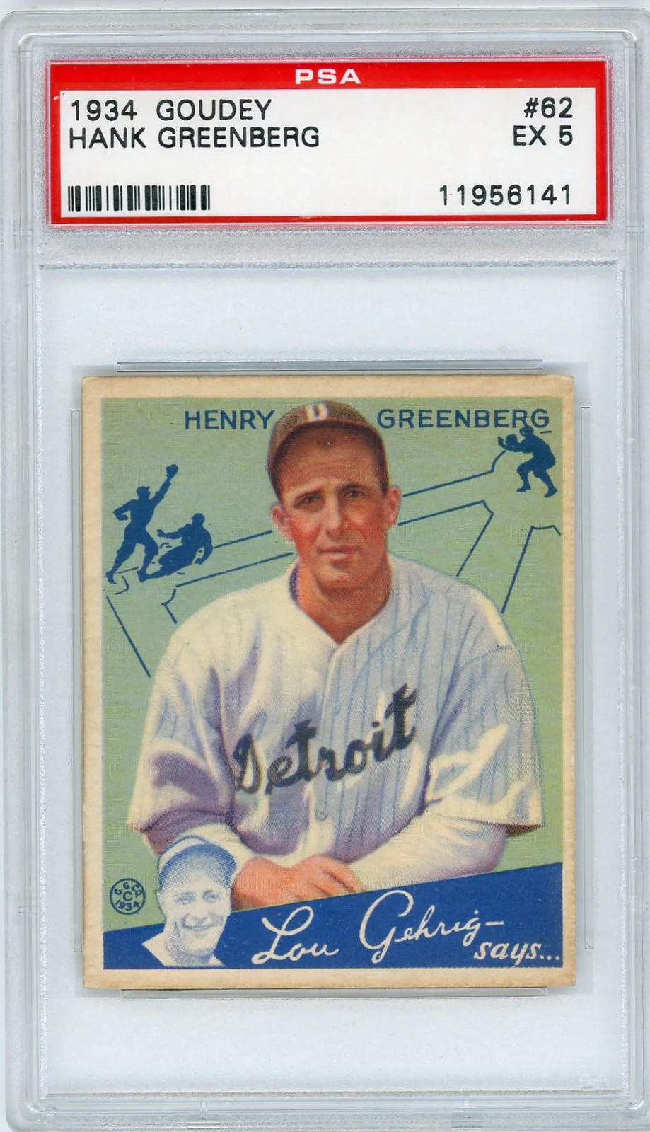 Hank Greenberg #62 Baseball Cards 1934 Goudey trading card — raw and PSA graded price guide