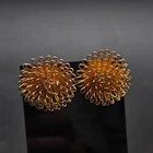 Gold Tone Atomic Looped Metal Earrings VIntage Costume Jewelry