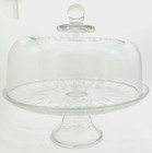 Vintage Glass Cake Stand-Dome Lid Convertible Large Serving Bowl Anchor Hocking