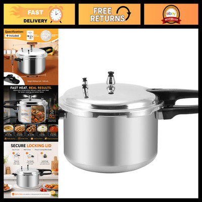 12 Quart Aluminum Pressure Cooker with Steaming Rack - Fast Cooking, Durable Des