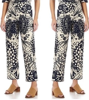 Bryn Walker Fiori D Acqua Floral Print Jacquard Stretch Crop Pants L/XL $169