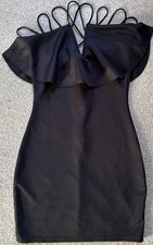 Women’s Misguided Black Mini Dress with Crossed Straps Size UK 8