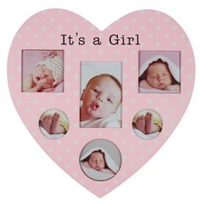 Juliana Impressions New Baby Heart Shaped Collage Photo Frame - It`s a Girl