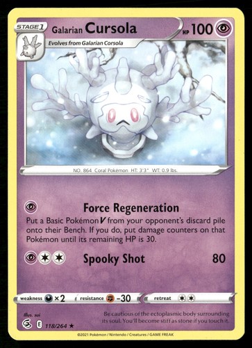 Galarian Cursola 118/264 Rare Fusion Strike Pokemon NM/M