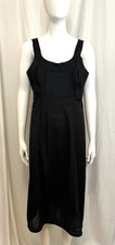 Vintage Linea Intima Full Black Slip Fixed Strap Faggoted Seams Made Argentina L