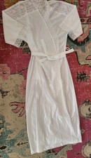 Vintage womens long white lace trim robe Fredricks of Hollywood S lingerie chic