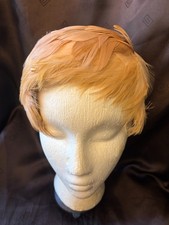 Vintage 1950's Peach-Blonde Feather Skull Cap Millinery Hat