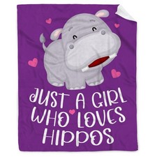 Hippo Blanket Hippo Gifts for Women Girls Just A Girl Who Loves Hippos Soft C...